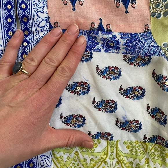 Cottagecore Floral Patchwork Midi Short Sleeve Dress - Picture 10 of 10